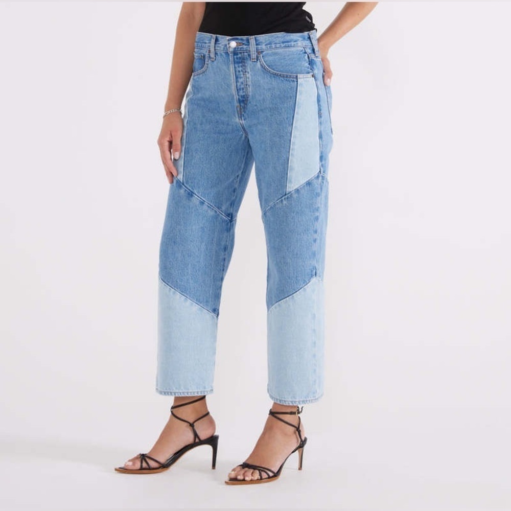 Etica Sai Paneled Work Galera Jeans Two Tone Crop Wide Leg